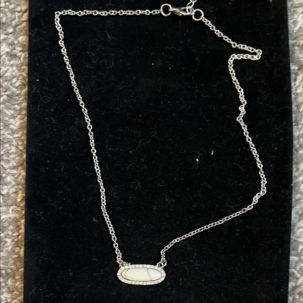 Sterling Silver White Stone Pendant Necklace